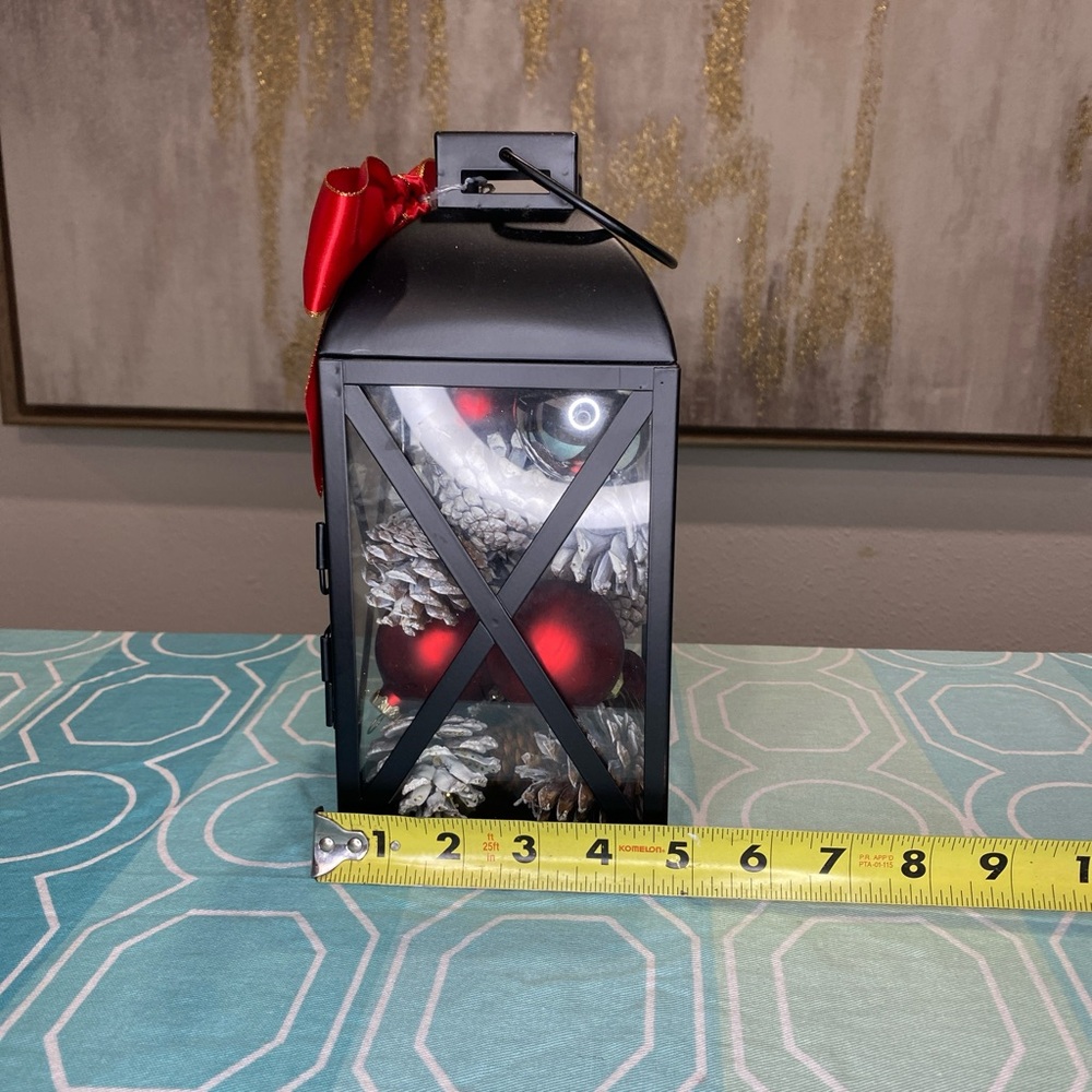 Black Lantern with Red Bow and Pinecone Decor ⭐️ - Picture 4 of 4